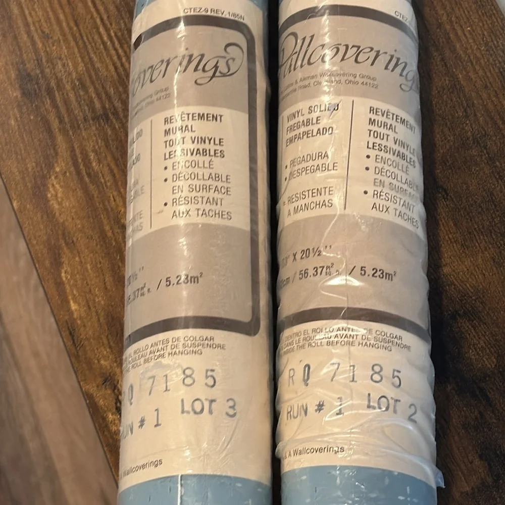 Vintage blue wall covering silver accents RQ 7185 Run #1 Lot 3 size 33 x 20.5”